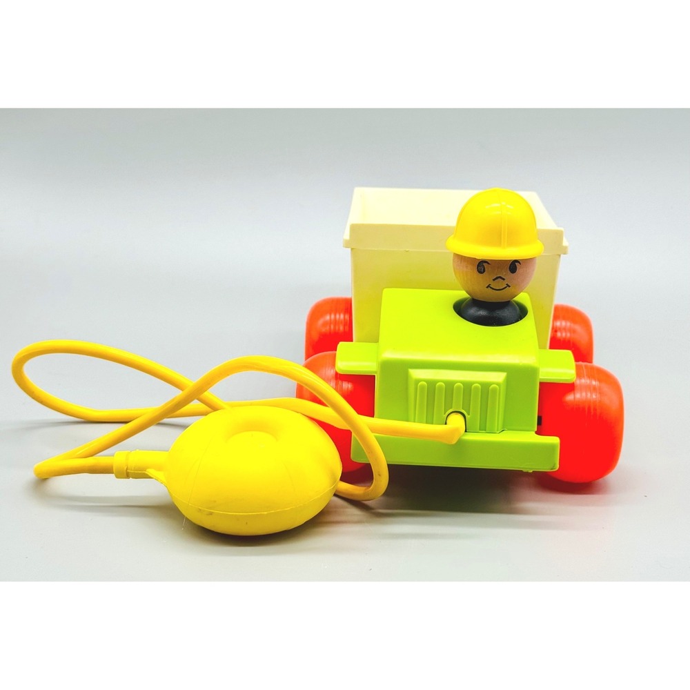 Fisher Price Jiffy Dump Truck Multicolor Vintage 1970 Model 156 Squeeze Bulb